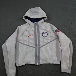 Nike Tech Olympic Hoodie Jacket Womens Small Gray Tokyo 2020 Team USA